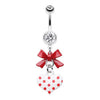 Red Polka Dot Heart and Bow Belly Button Ring