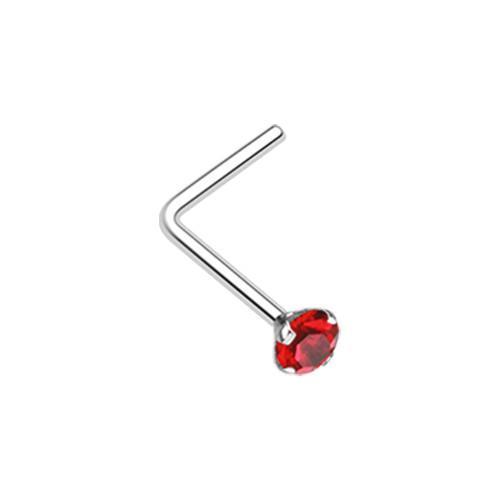 Red Prong Set Gem Top L-Shaped Nose Ring