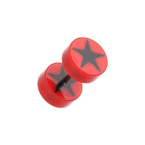 Red Psych Star UV Acrylic Fake Plug - 1 Pair