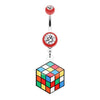 Red Retro Rubix Cube Belly Button Ring