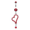 Red Romantic Curved Heart Belly Button Ring
