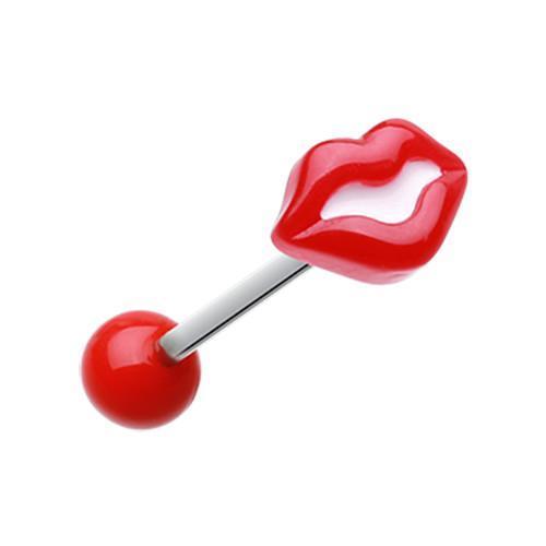 Red Sexy Lips Acrylic Barbell Tongue Ring