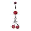 Red Shimmering Cherry Dangle Belly Button Ring
