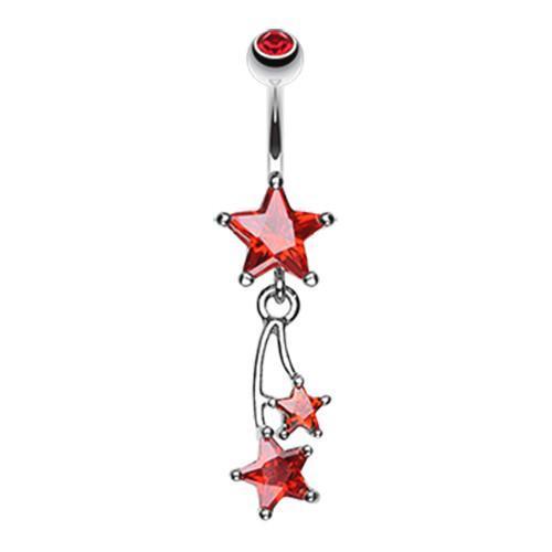Red Shooting Star Sparkle Belly Button Ring