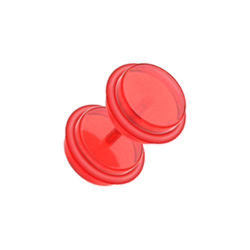 Red Solid Acrylic Fake Plug w/ O-Rings - 1 Pair