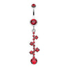 Red Sparkle Drops Belly Button Ring