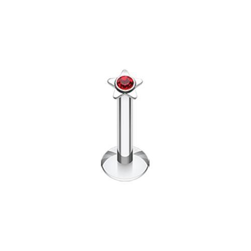 Red Sparkle Star Top Internally Threaded Labret