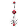 Red Spider Sparkle Belly Button Ring