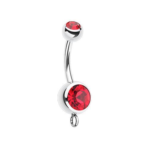 Red &#39;Add-On Dangle&#39; Gem Ball Belly Button Ring