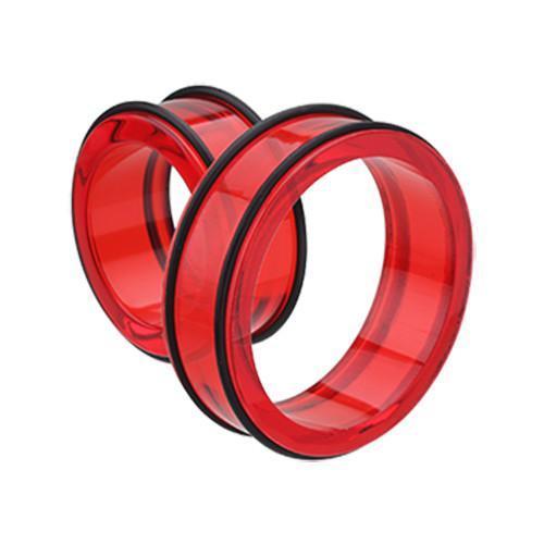Red Supersize Acrylic No Flare Ear Gauge Tunnel Plug - 1 Pair
