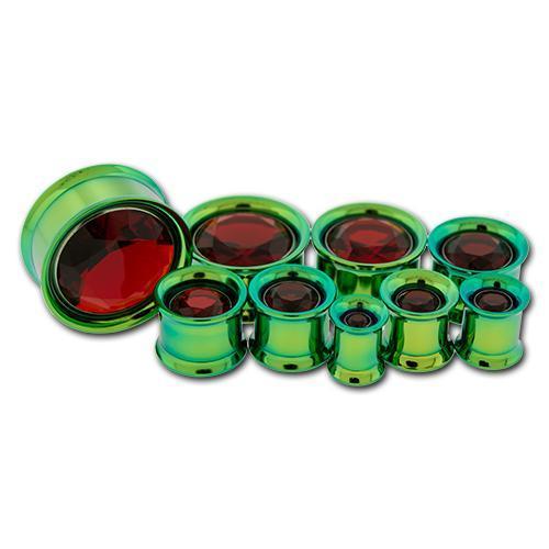 Tunnel Inserts Red SWAROVSKI Gem Insert  - 1 Piece #SPLT#2 -Rebel Bod-RebelBod
