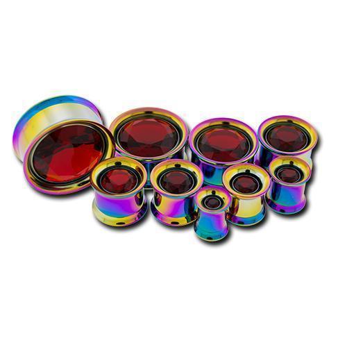 Tunnel Inserts Red SWAROVSKI Gem Insert  - 1 Piece #SPLT#2 -Rebel Bod-RebelBod