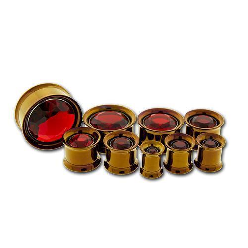 Tunnel Inserts Red SWAROVSKI Gem Insert  - 1 Piece #SPLT#2 -Rebel Bod-RebelBod
