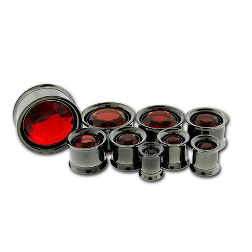 Tunnel Inserts Red SWAROVSKI Gem Insert  - 1 Piece #SPLT#2 -Rebel Bod-RebelBod