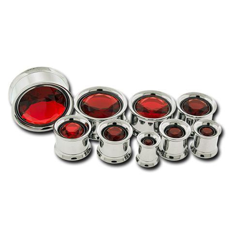 Tunnel Inserts Red SWAROVSKI Gem Insert  - 1 Piece #SPLT#2 -Rebel Bod-RebelBod