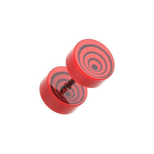 Red Swirl Circles Solid Acrylic Fake Plug - 1 Pair