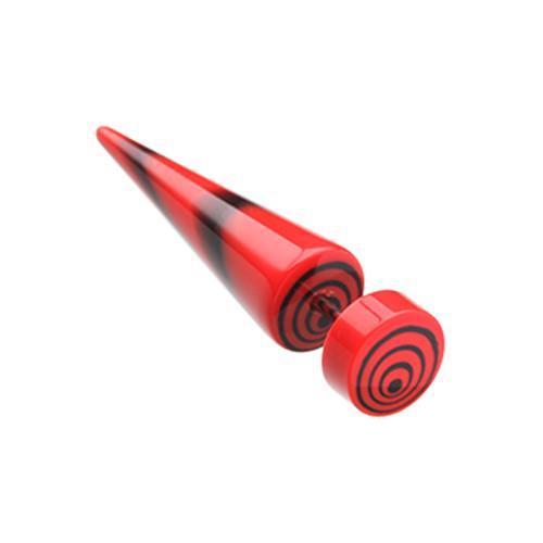 Red Swirl Circles Solid Acrylic Fake Taper Pair