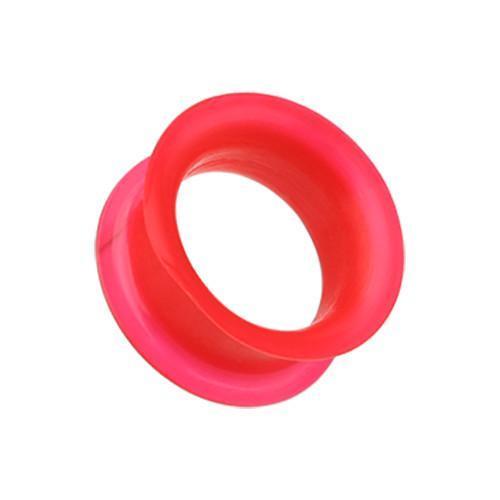 Red Ultra Thin Flexible Silicone Ear Skin Double Flared Tunnel Plug - 1 Pair