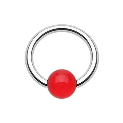 Red UV Acrylic Ball Top Captive Bead Ring