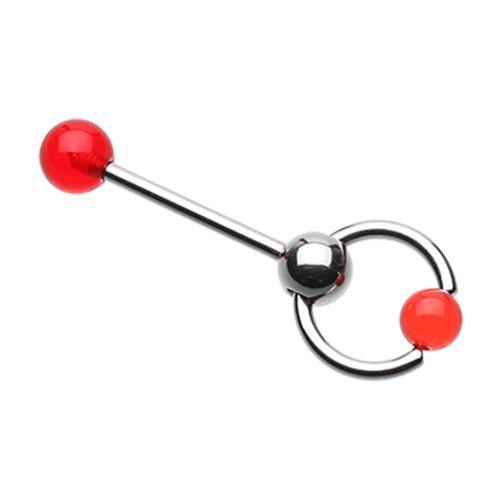 Red UV Acrylic Ball Top Slave Barbell Ring