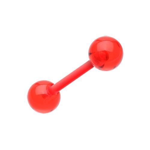 Red UV Acrylic Flexible Shaft Barbell Tongue Ring