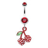 Red Vibrant Cherry Dice Belly Button Ring