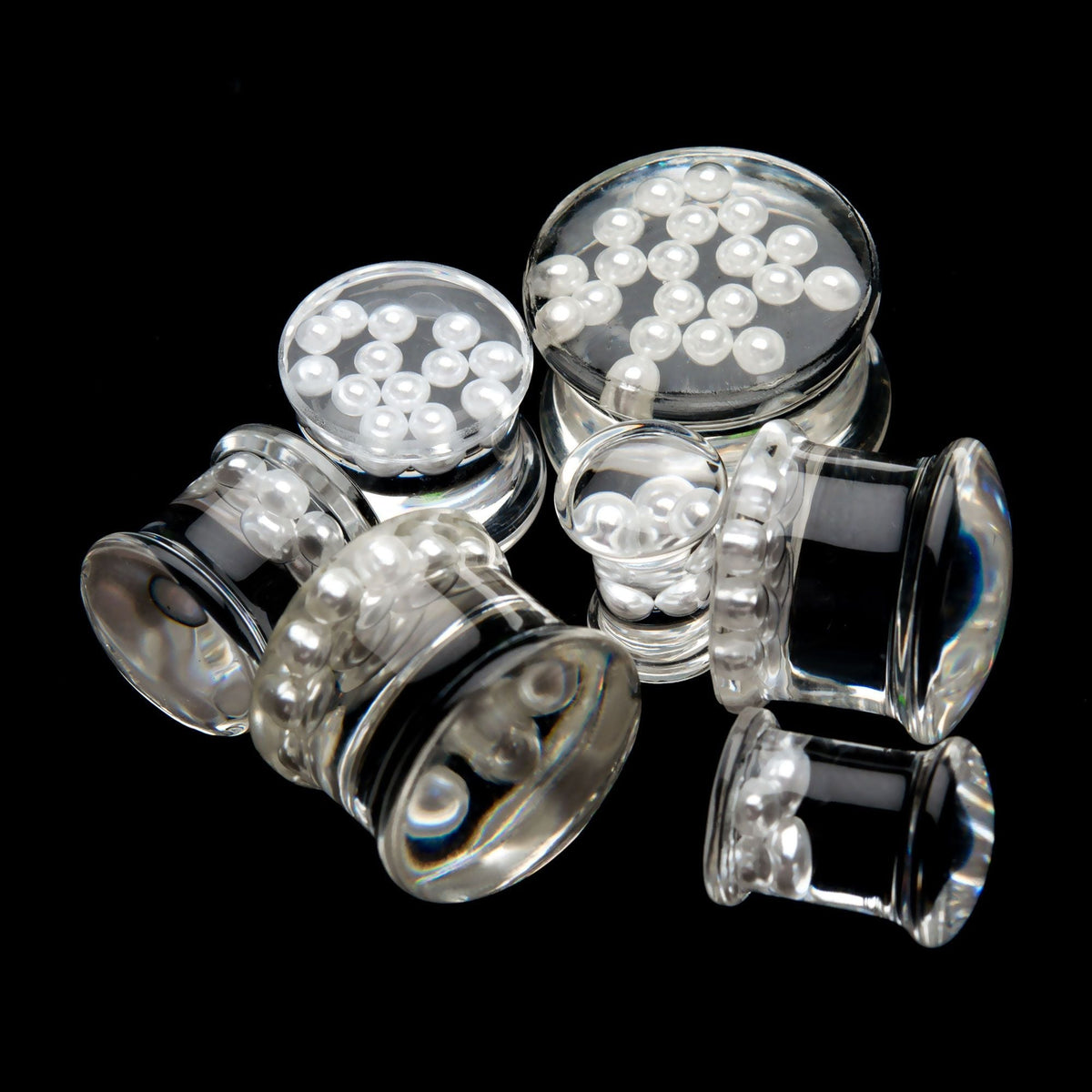 TBD-Plugs Resin White Pearl Double Flare Acrylic Plug -Rebel Bod-RebelBod