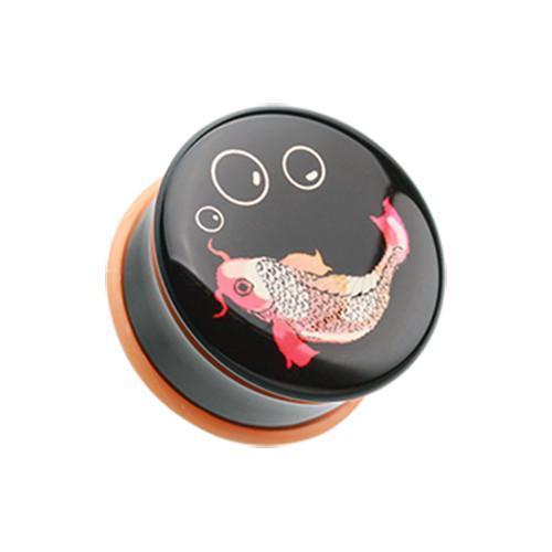 Retro Koi Fish Single Flared Ear Gauge Plug - 1 Pair