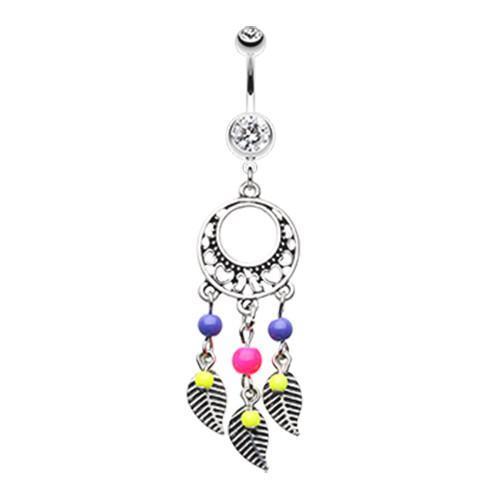 Retro Pink Vintage Enchanted Dream Catchers Belly Button Ring