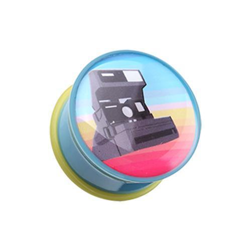 Retro Polaroid Camera Single Flared Ear Gauge Plug - 1 Pair