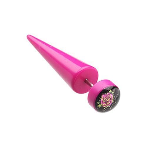 Retro Rose Acrylic Fake Taper - 1 Pair