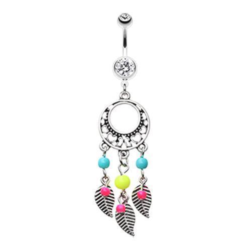 Retro Yellow Vintage Enchanted Dream Catchers Belly Button Ring