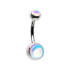 Revo Double Ball Inlay Steel Belly Button Ring