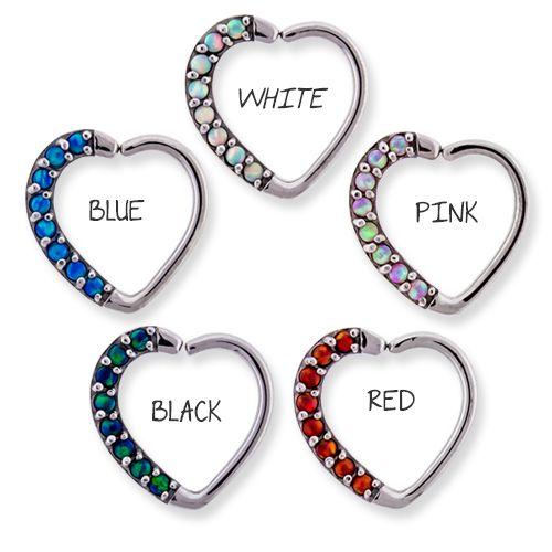 SEAMLESS RING Right Side Opal Heart Daith Ring  - 1 Piece -Rebel Bod-RebelBod