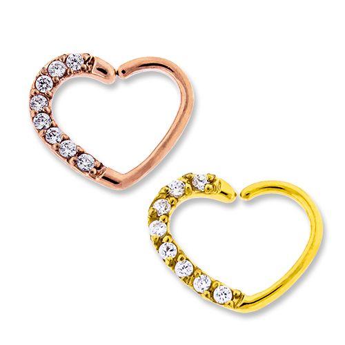 SEAMLESS RING Right Side- Pave Gem Annealed Heart Daith Ring  - 1 Piece -Rebel Bod-RebelBod