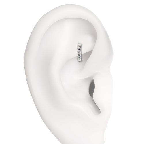 Clicker - Cartilage | Septum Rook Clicker 316L Steel Curved 5 Round White Synthetic Opals - 1 Piece -Rebel Bod-RebelBod