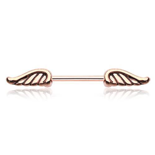 Rose Gold Angel Wing Nipple Barbell - 1 Piece