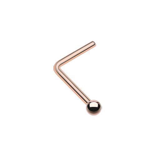 Nose Ring - L-Shaped Nose Ring Rose Gold Ball Basic L-Shaped Nose Ring -Rebel Bod-RebelBod