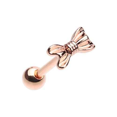 Rose Gold Bow Tie Steel Barbell