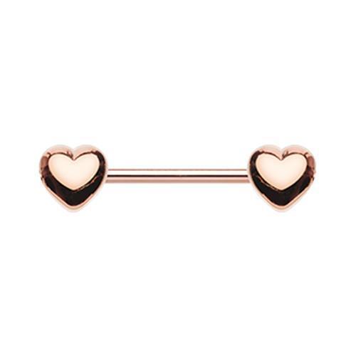 Rose Gold Classic Heart Nipple Barbell Ring - 1 Piece