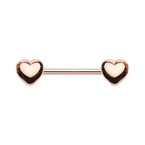 Rose Gold Classic Heart Nipple Barbell - 1 Piece