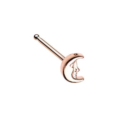 Rose Gold Cresent Moon Face Nose Stud Ring