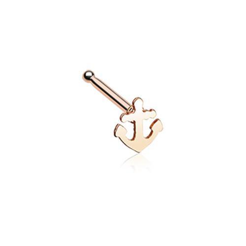 Rose Gold Dainty Anchor Icon Nose Stud Ring