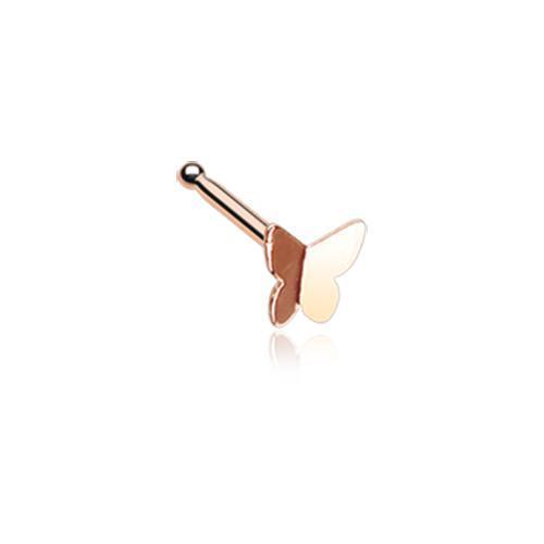 Rose Gold Dainty Butterfly Icon Nose Stud Ring