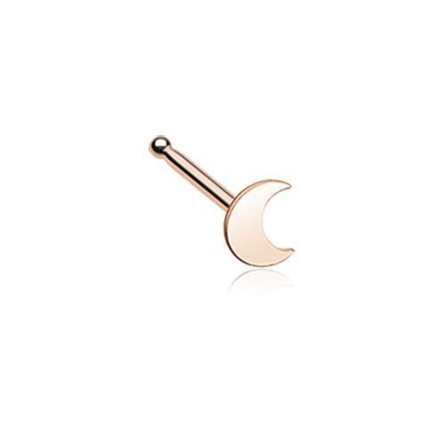 Rose Gold Dainty Crescent Moon Icon Nose Stud Ring