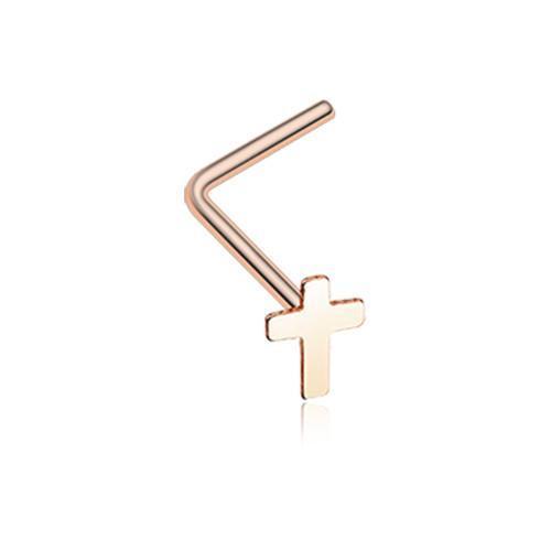 Nose Ring - L-Shaped Nose Ring Rose Gold Dainty Cross Icon L-Shaped Nose Ring -Rebel Bod-RebelBod