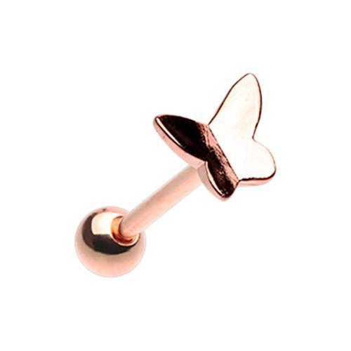 Rose Gold Dainty Flying Butterfly Barbell Tongue Ring