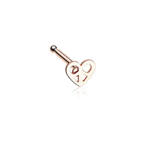 Rose Gold Dainty Pretzel Heart Icon Nose Stud Ring