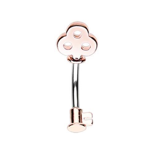 Rose Gold Dainty Princess Key Belly Button Ring