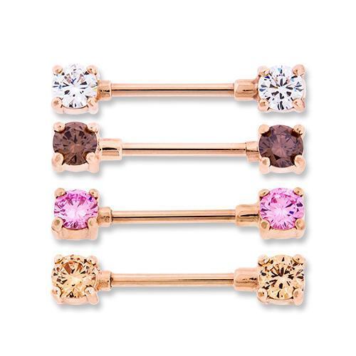 Nipple Barbell Rose Gold Front Facing Nipple Bars - 1 Piece -Rebel Bod-RebelBod